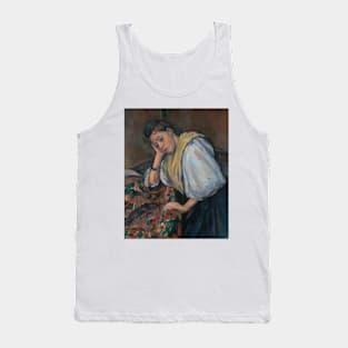 Young Italian Woman at a Table by Paul Cezanne Tank Top